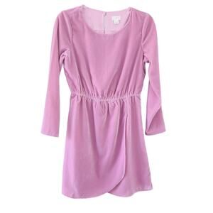 J. Crew Fact. Velvet Holiday Dress SZ 2  Tulip Hem Guava Berry Pink Long Sleeve
